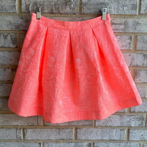 Lilly Pulitzer Word on the Street Jacque Peachy Pink Harlie Pleated Skirt Size 2 - Picture 1 of 8